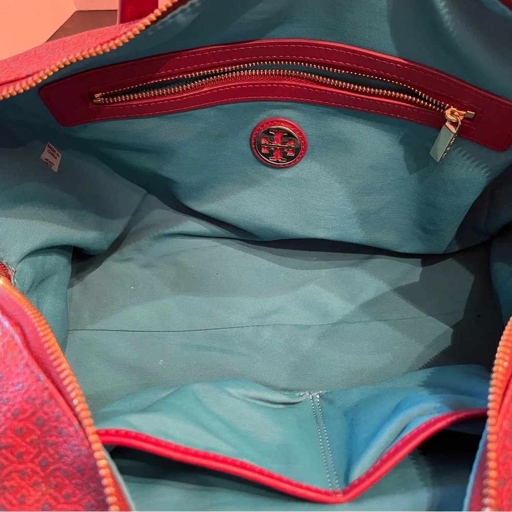 Tory Burch Doctor Bag Logo Pattern Burgundy